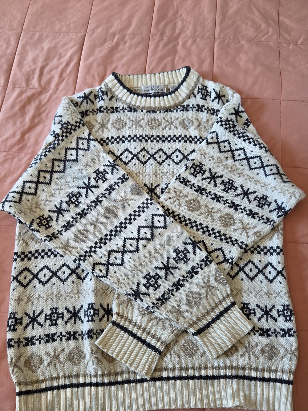 Vintage Club Cream Fair Isle Crewneck Sweater